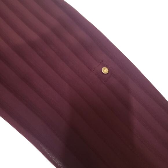 Metaphor Burgundy red semi sheer button down vertical stripe top large - Picture 6 of 10